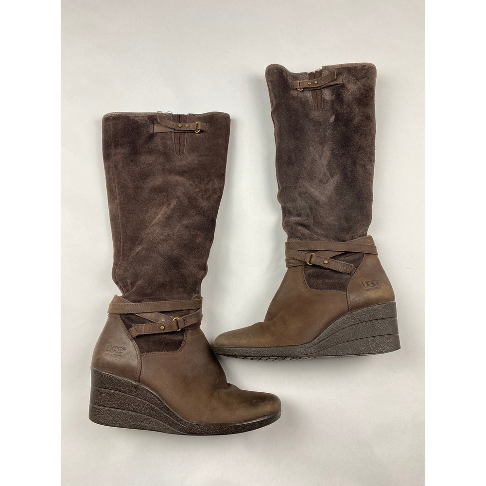 Ugg Lesley Waterproof Wedge Boots Women's Size 7 Brown